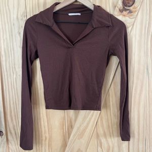 (SOLD)Brown collard shirt (SOLD)